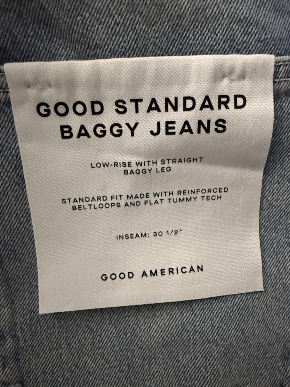 Good American Light Blue Good Standard Baggy Jeans Label